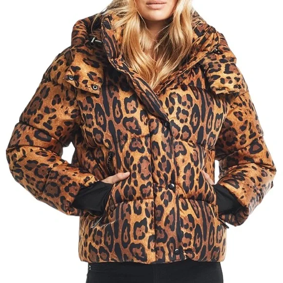 SAM. Jackets Coats Sam Elsa Leopard Print Short Puffer Down